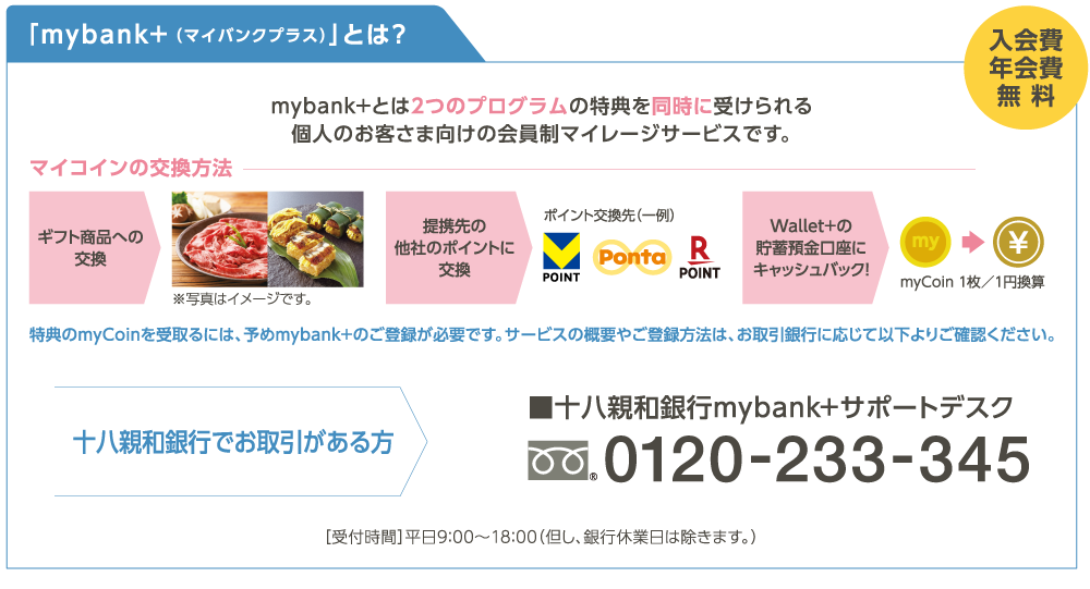 「mybank+」（マイバンクプラス）についてはこちら