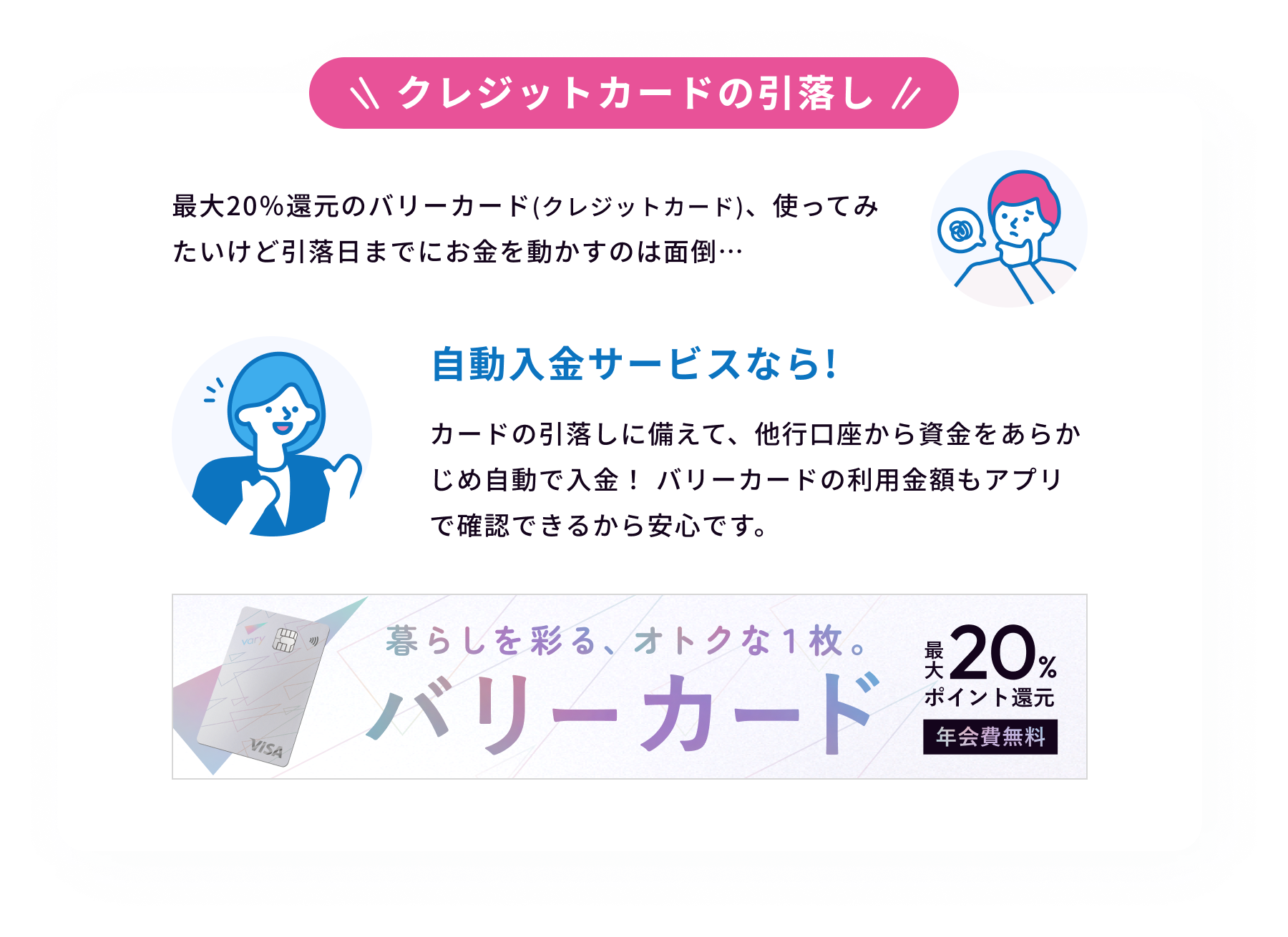 クレジットカードの引落し