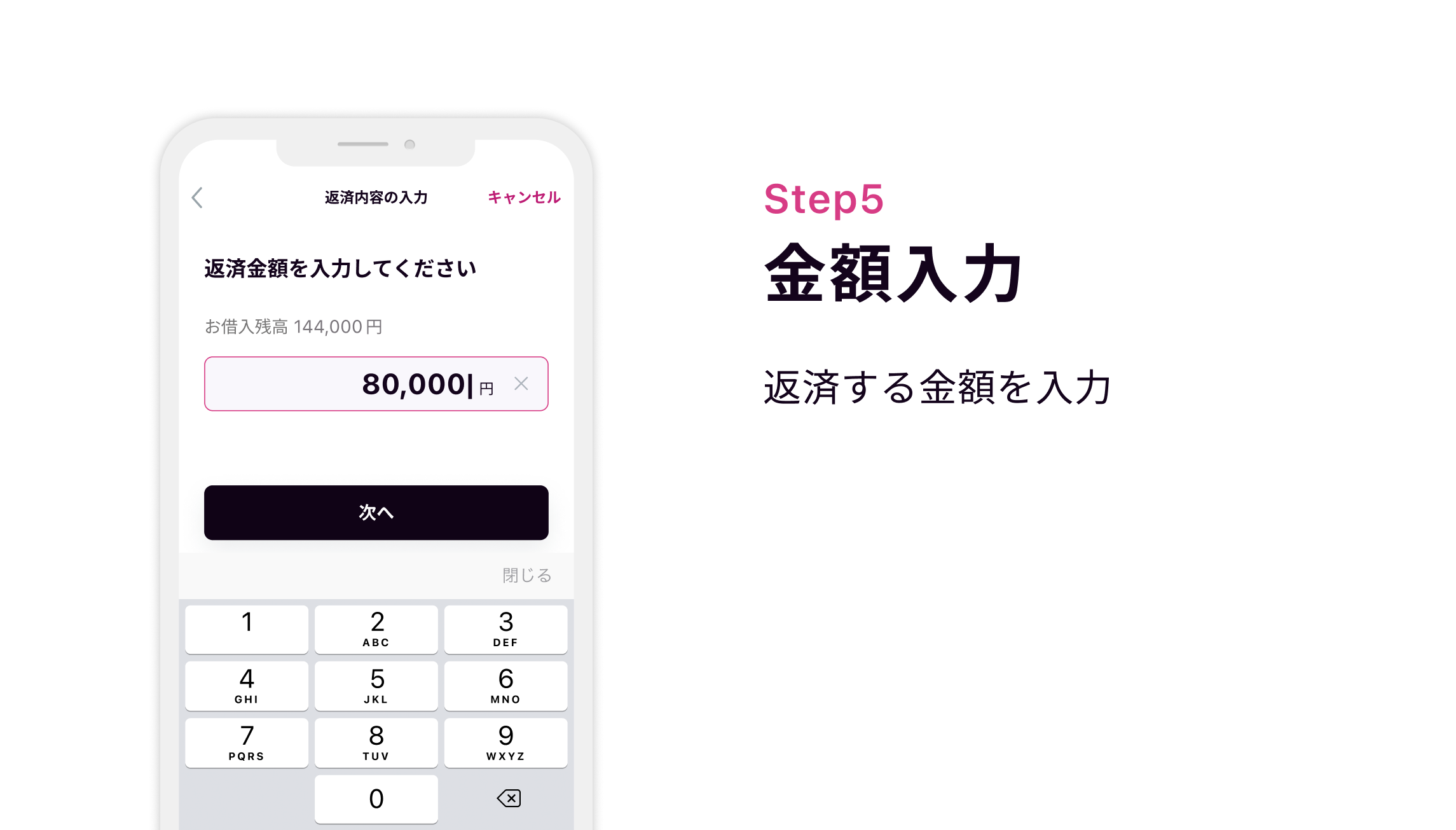 Step5 金額入力 返済する金額を入力
