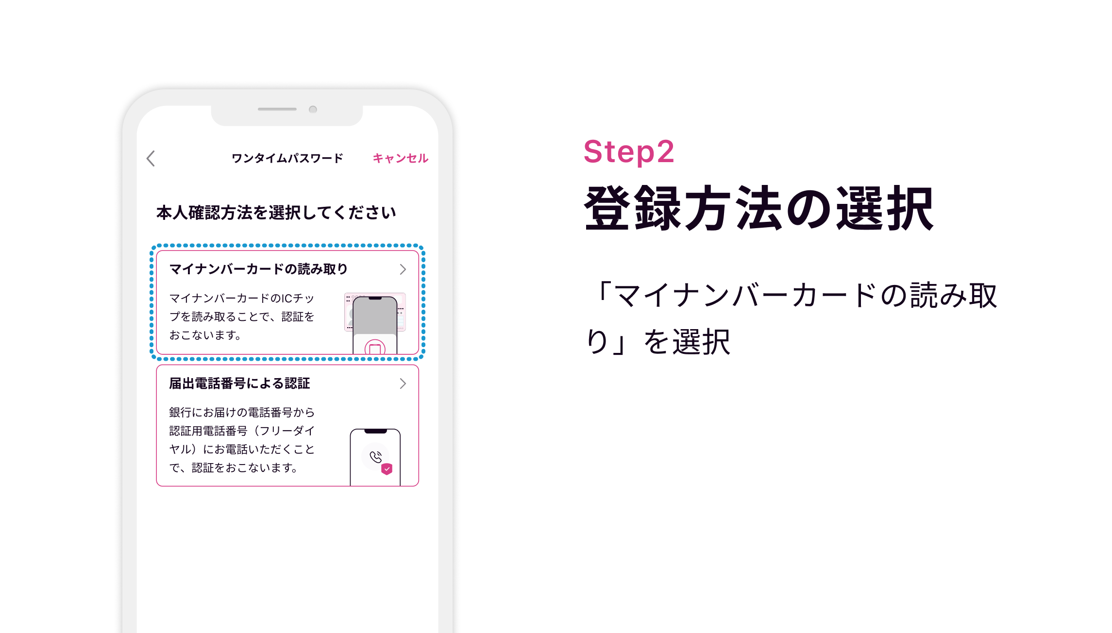 Step2 登録方法の選択 「マイナンバーカードの読み取り」を選択