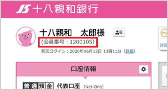 インターネットバンキングのトップ画面イメージ