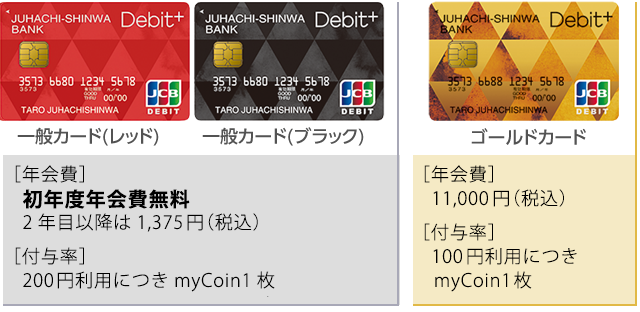 一般カード(レッド・ブラック)とゴールドカード(ゴールド)