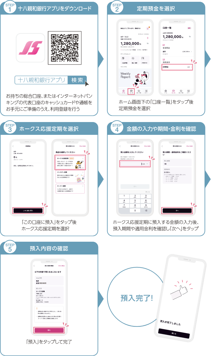 十八親和銀行アプリからの定期預金お預け入れ方法