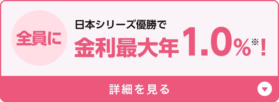日本シリーズ優勝で金利最大年1.0%！