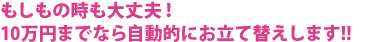 もしもの時も大丈夫!10万円までなら自動的にお立て替えします!!