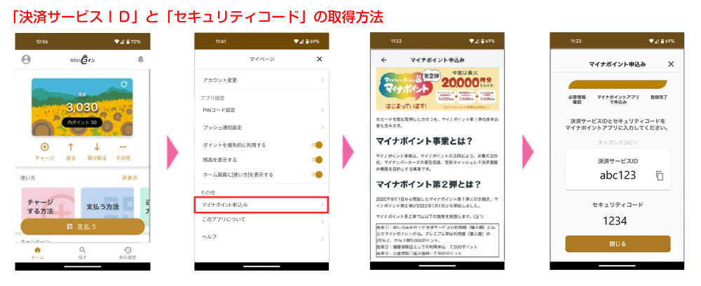 MINAコインからマイナポイント申し込みの方法