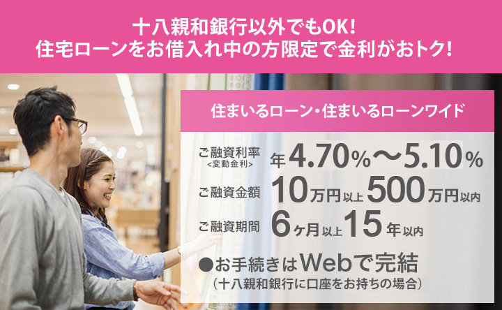 十八親和銀行以外でもOK!住宅ローンをお借入中の方限定で金利がおトク!
