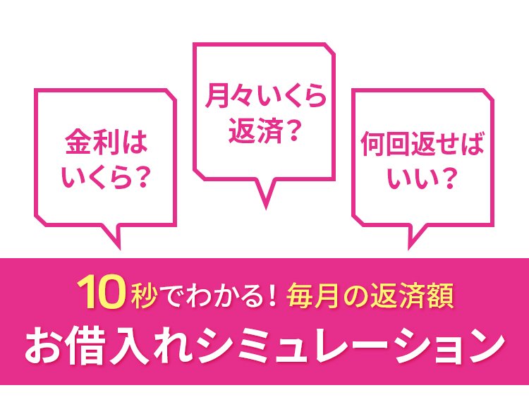 金利はいくら？ 月々いくら返済？ 何回返せばいい？ 10秒でわかる！毎月の返済額 お借入れシミュレーション
