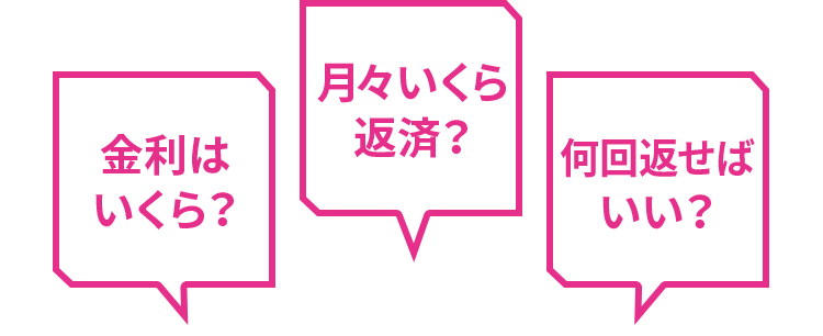 金利はいくら？ 月々いくら返済？ 何回返せばいい？