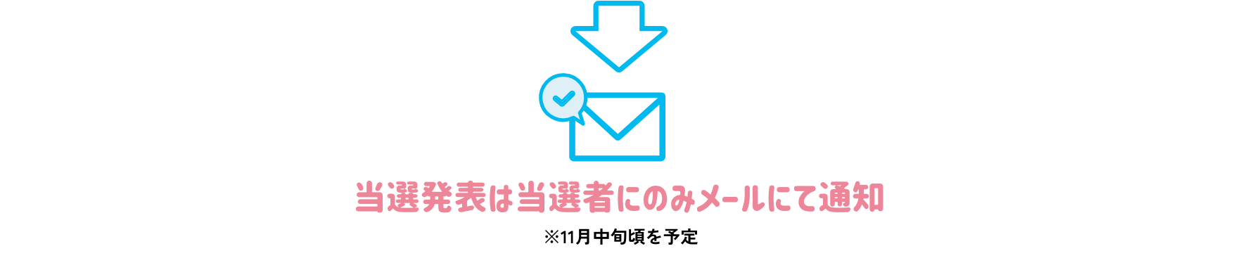 当選発表は当選者にのみメールにて通知