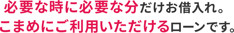 必要な時に必要な分だけお借入れ。こまめにご利用いただけるローンです。