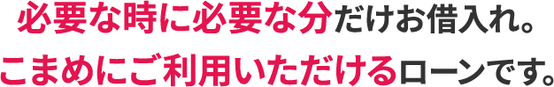 必要な時に必要な分だけお借入れ。こまめにご利用いただけるローンです。